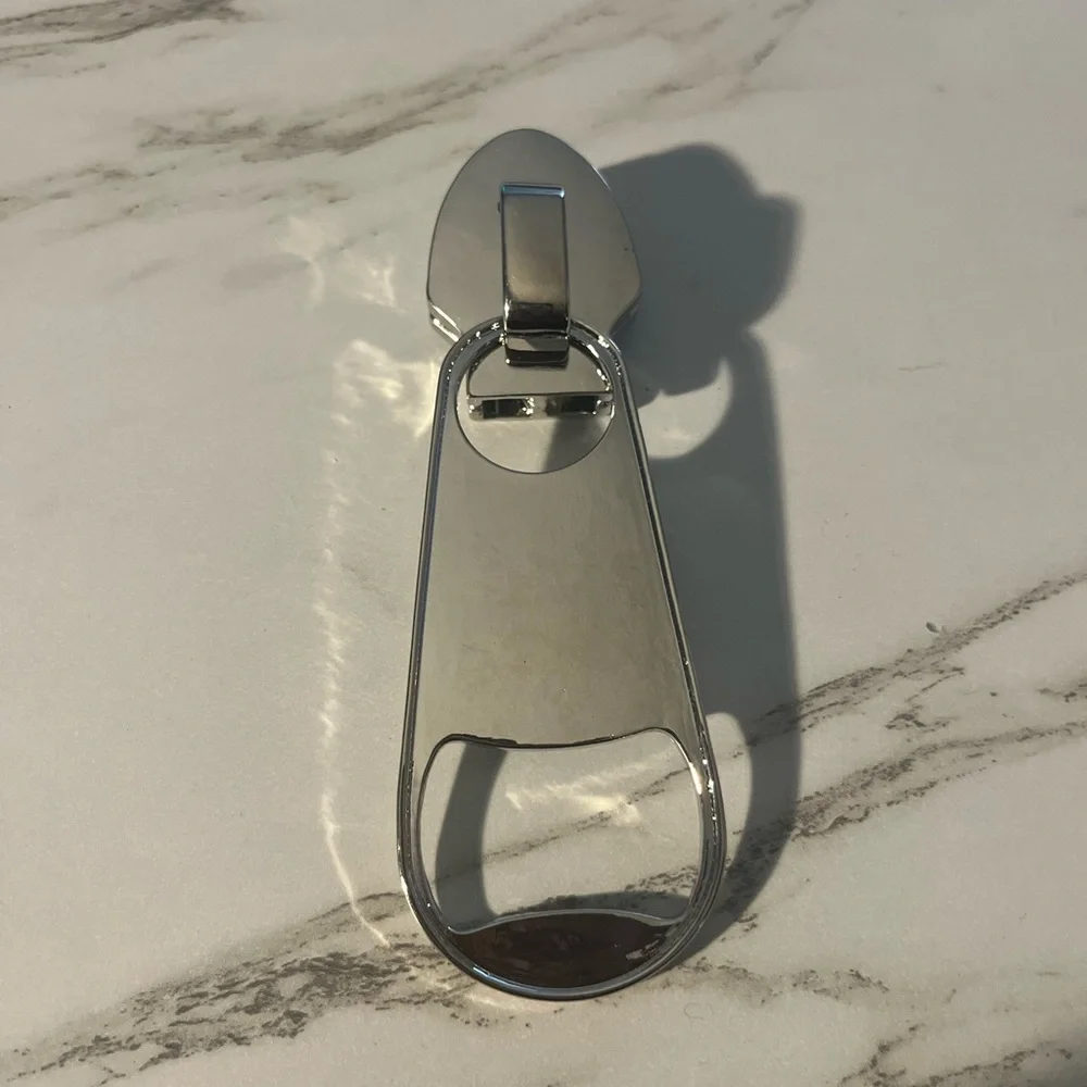 Silver Oversized Zipper Brooch